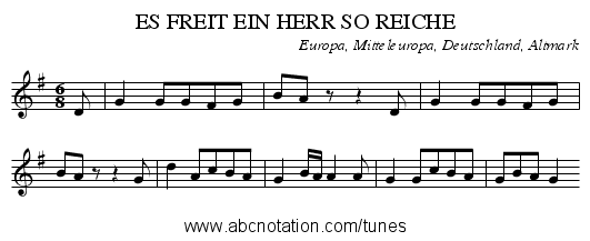 ES FREIT EIN HERR SO REICHE - staff notation