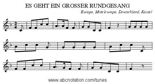 ES GEHT EIN GROSSER RUNDGESANG - staff notation