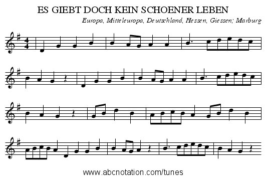 ES GIEBT DOCH KEIN SCHOENER LEBEN - staff notation