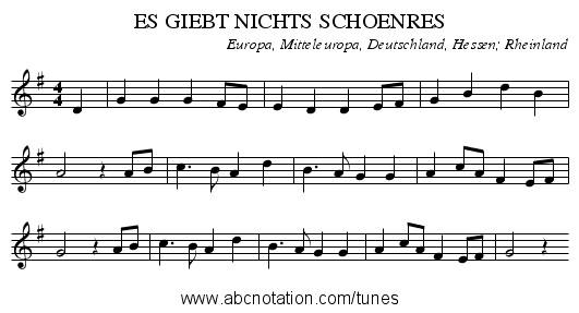 ES GIEBT NICHTS SCHOENRES - staff notation