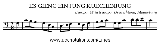 ES GIENG EIN JUNG KUECHENJUNG - staff notation