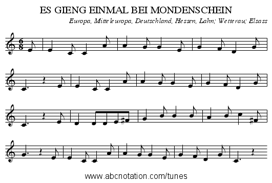 ES GIENG EINMAL BEI MONDENSCHEIN - staff notation