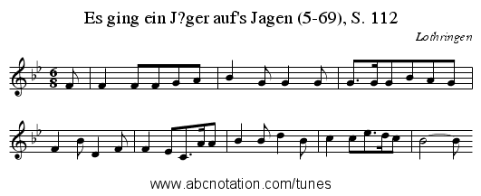 Es ging ein J?ger auf's Jagen (5-69), S. 112 - staff notation