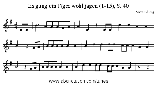 Es gung ein J?ger wohl jagen (1-15), S. 40 - staff notation