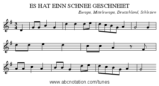 ES HAT EINN SCHNEE GESCHNEIET - staff notation