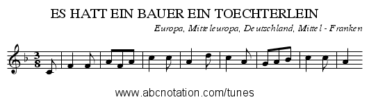 ES HATT EIN BAUER EIN TOECHTERLEIN - staff notation