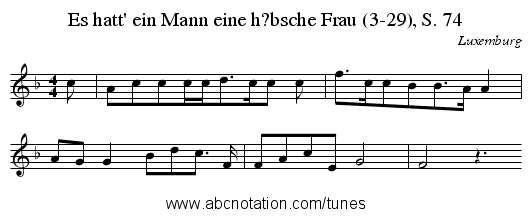 Es hatt' ein Mann eine h?bsche Frau (3-29), S. 74 - staff notation