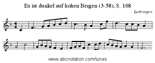 Es ist dunkel auf hohen Bergen (3-58), S. 168 - staff notation
