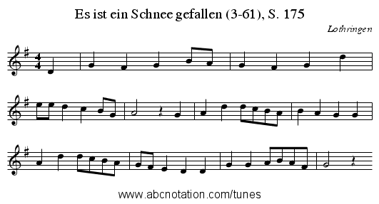 Es ist ein Schnee gefallen (3-61), S. 175 - staff notation