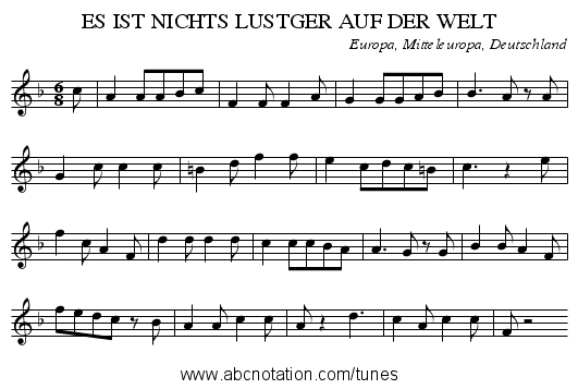 ES IST NICHTS LUSTGER AUF DER WELT - staff notation