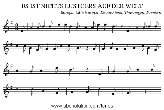 ES IST NICHTS LUSTGERS AUF DER WELT - staff notation