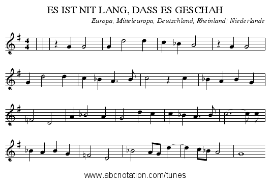 ES IST NIT LANG, DASS ES GESCHAH - staff notation