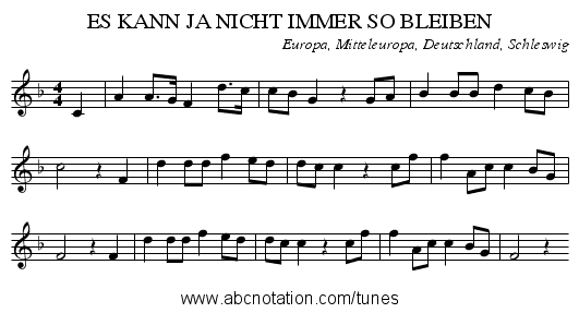 ES KANN JA NICHT IMMER SO BLEIBEN - staff notation