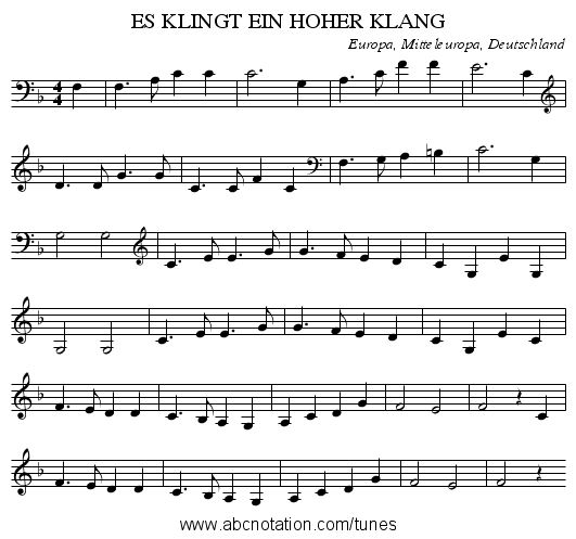 ES KLINGT EIN HOHER KLANG - staff notation