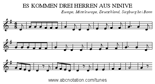 ES KOMMEN DREI HERREN AUS NINIVE - staff notation