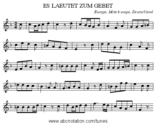 ES LAEUTET ZUM GEBET - staff notation