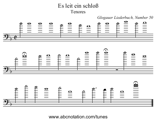 Es leit ein schloß - staff notation