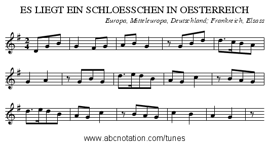 ES LIEGT EIN SCHLOESSCHEN IN OESTERREICH - staff notation
