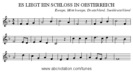 ES LIEGT EIN SCHLOSS IN OESTERREICH - staff notation