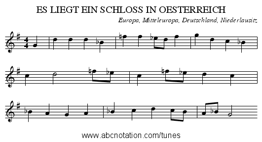 ES LIEGT EIN SCHLOSS IN OESTERREICH - staff notation