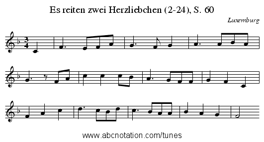 Es reiten zwei Herzliebchen (2-24), S. 60 - staff notation