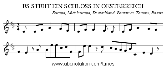 ES STEHT EIN SCHLOSS IN OESTERREICH - staff notation