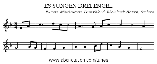 ES SUNGEN DREI ENGEL - staff notation