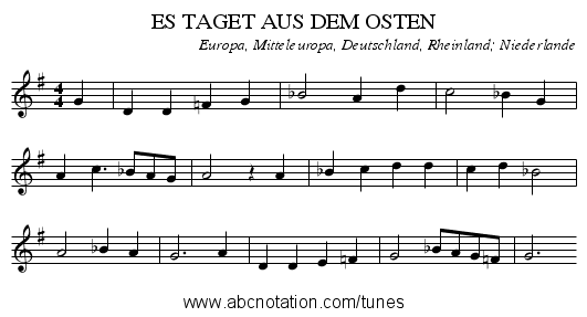 ES TAGET AUS DEM OSTEN - staff notation