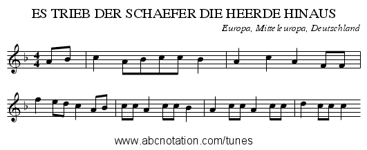 ES TRIEB DER SCHAEFER DIE HEERDE HINAUS - staff notation
