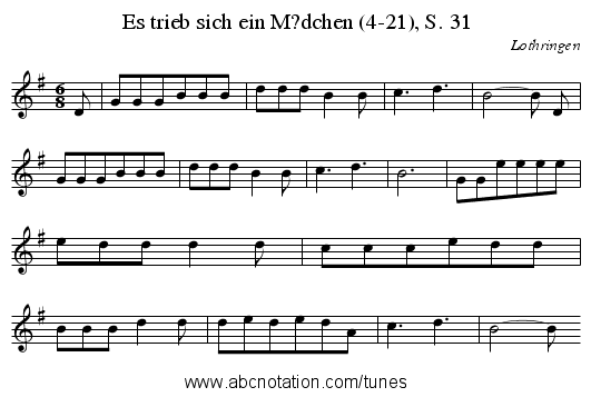Es trieb sich ein M?dchen (4-21), S. 31 - staff notation