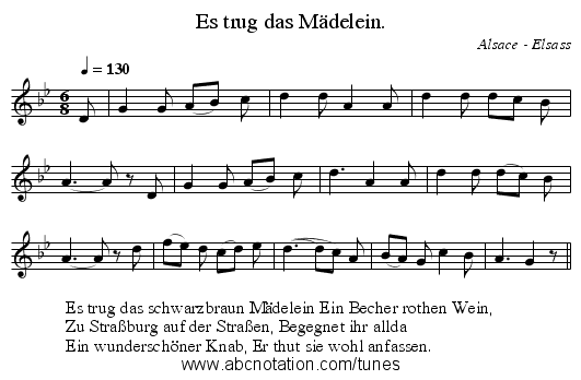 Es trug das Mädelein. - staff notation