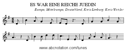 ES WAR EINE REICHE JUEDIN - staff notation