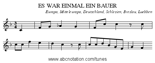 ES WAR EINMAL EIN BAUER - staff notation