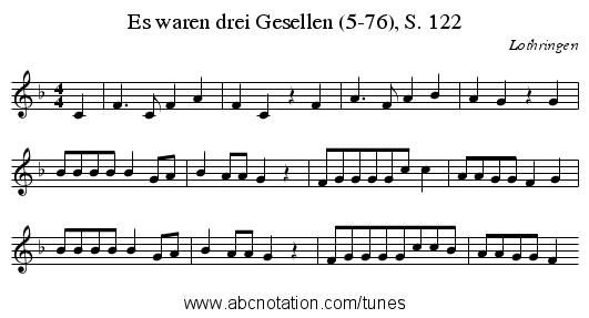 Es waren drei Gesellen (5-76), S. 122 - staff notation