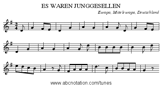 ES WAREN JUNGGESELLEN - staff notation