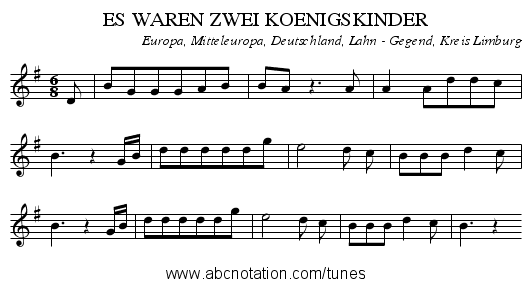 ES WAREN ZWEI KOENIGSKINDER - staff notation