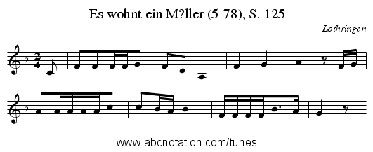 Es wohnt ein M?ller (5-78), S. 125 - staff notation