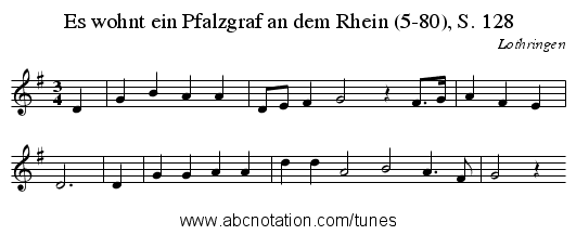 Es wohnt ein Pfalzgraf an dem Rhein (5-80), S. 128 - staff notation