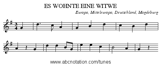 ES WOHNTE EINE WITWE - staff notation