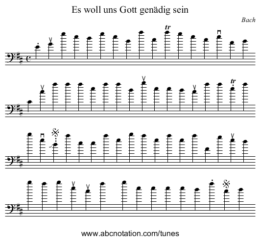 Es woll uns Gott genädig sein - staff notation