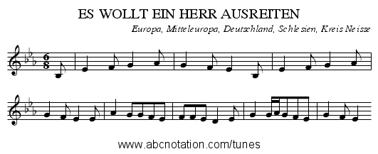 ES WOLLT EIN HERR AUSREITEN - staff notation