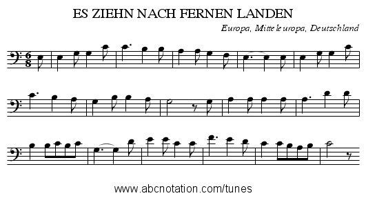 ES ZIEHN NACH FERNEN LANDEN - staff notation