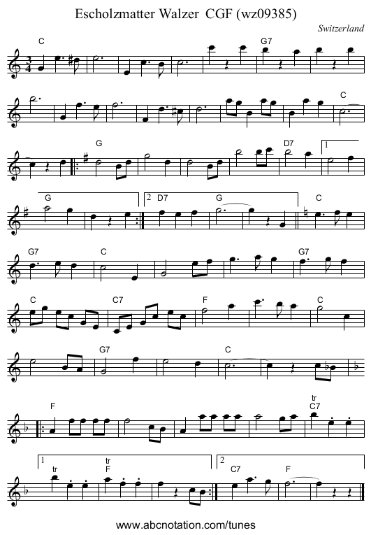 Escholzmatter Walzer  CGF (wz09385) - staff notation