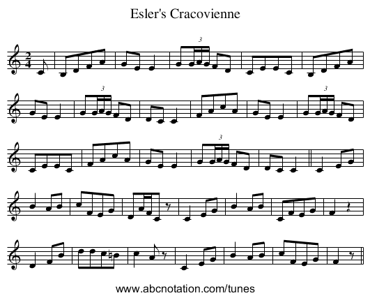Esler's Cracovienne - staff notation