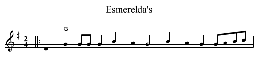 Esmerelda's - staff notation