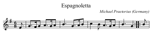 Espagnoletta - staff notation
