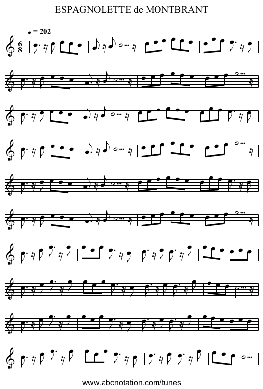 ESPAGNOLETTE de MONTBRANT - staff notation