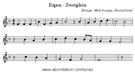 Espen - Zweiglein - staff notation