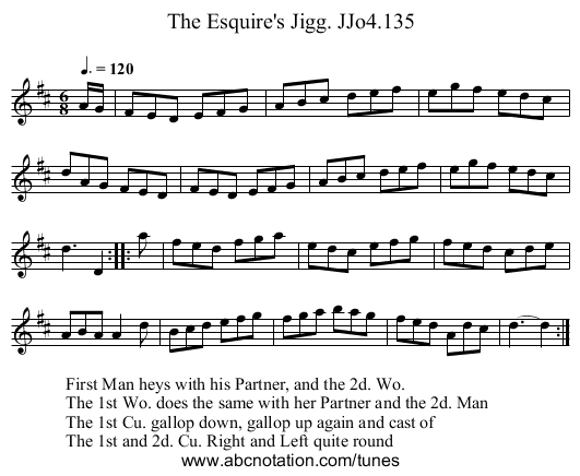 Esquire's Jigg. JJo4.135, The - staff notation