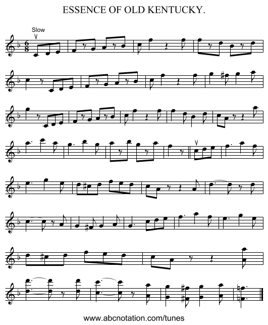 ESSENCE OF OLD KENTUCKY. - staff notation
